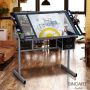 High Quality Transparent Glass Top Height Adjustable Drawing Table Drafting Table For School Home Furniture