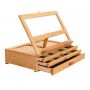 Adjustable Artist Tabletop Sketchbox Easel- Multi-Function Solid Beech Wood Storage Box Easel with 3-Drawer for Art