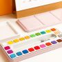Solid Water Color Paint Set With Water Paint Brush Portable Watercolor Pigment For Artist Art Supplies