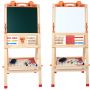 Display Double Side Painted Magnetic Drawing Flip Chart Easel In Wooden Frame and Stand For Kids