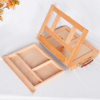 High quality beech wood desktop easel creative oil painting easel with storage box
