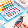 48 Colors Tin Box Professional Watercolor Paint Set with Free Nylon Hair and Water Color Brush Pen