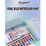 Glitter Metallic Solid Watercolor Paint Set 50 Tin Box with Water Brush and Nylon Hair Brush for Beginners
