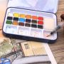 Watercolour Paint Set with 18 Vibrant Colors, Including Water Brush Pen, Sponge and Blank Color Chart in Watercolor