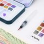 Watercolour Paint Set with 12 Metallic Colors, Including Water Brush Pen, Sponge and blank color chart in watercolor