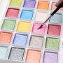 watercolour Semi-Moist Paint Set, 28 Metallic Colors Watercolor Cake Set with Classic Paint Brush, Idea for Kids