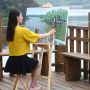 Professional wood hoop art wood tripod easel for artist