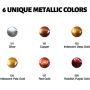 Rich Pigments, High Viscosity, Shiny Iridescent Metallic Effect Premium Metallic Acrylic Paint Set 6 Assorted Metallic Colors