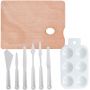 46 Pcs Easel Painting Set With Acrylic Paints Set Canvas Panels Brushes Set Wood Palette
