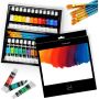 Art Premium 24Colors Acrylic Paint Set Kit With 15PCS Paint Brushes Palette Sponge Canvas