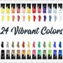 Art Supplies 12ml 24 Vibrant Watercolor Paint Color Tubes for Artist and Beginner Painting