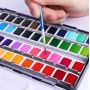 48 Vibrant Colors Watercolor Travel Pan Sets Solid Watercolor with Watercolor Tin Palette,Paint Brush Non-Toxic for Artist
