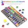 42 Premium Colors Plus 6 Metallic Colors Pigment Solid Watercolor Paint Kit With Brush Pen