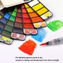 Art Professional Quality 42Colors Foldable Solid Watercolor Artist Paint Set With Water Brushes Sponges For Drawing