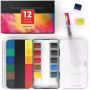 Art Artist Watercolor Paint Solid Cakes Travel Pocket Set Watercolor Painting Water Brush with Metal Box Case