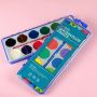 amazon hot selling 12 colors solid water color cake kids watercolor paint set with brush pen non toxic OEM art watercolor