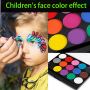 15colors Water Based Face Body Paint Set Painting Palette Makeup Kit with 2Pcs Professional Artist Brushes for Halloween Cosplay