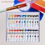 Wholesale 12ml Tubes 24 Colors Acrylic Paints Set for Fabrics Painting Clothing Pigments Include 3 Brushes 1 Palette & 2 Canvas
