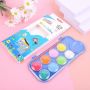 8 Colors Watercolor Paint Set with Plastic Palette Lid Case and Paint brush Watersoluable Cakes for Kids and Students
