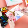 Superior 18/25/33/42 New Solid Watercolor Paint Set Fan Shape Foldable Pocket Travel Bright Water Color Pigment with Water Brush