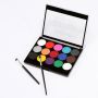 15colors Water Based Face Body Paint Set Painting Palette Makeup Kit with 2Pcs Artist Brushes Non-toxic for Halloween Cosplay