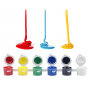 Primary acrylic paint set for crafts 6 assorted color paint pots painting strips 3 ml paint jars with 1pc plastic brush