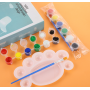 Primary acrylic paint set for crafts 6 assorted color paint pots painting strips 3 ml paint jars with 1pc plastic brush