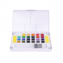 Watercolor paint set 24 solid colors travel pocket set with 2 watercolor brush pens 2 mix palette for watercolor paintings
