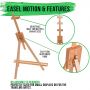 Tabletop Display Stand Artist canvas Easel,Beechwood Tripod for kids Painting easel artists painting set wood easel stand