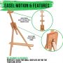 Tabletop Display Stand Artist canvas Easel,Beechwood Tripod for kids Painting easel artists painting set