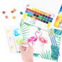 Solid Watercolor set comes in 48 premium colors and comes with watercolor paper for artists to sketch