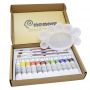 2021 New Design School Color Pictorial 12 color glass paint set with 3 brushes and palette