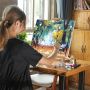 Small Tabletop Wooden H-Frame Studio Easel Adjustable Beechwood Art Stand Small Table Easel