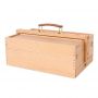 Multi-Purpose Wooden Art Box 3 Layers of Storage for Organizing Art Features a Leather Carry Handle for Easy Transport