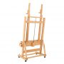 Creative H Frame Artist Easel - Durable Design with Adjustable Angles and Wheels - Oiled Beechwood DHJ-8