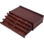  4-drawer Wood Artist Supply Storage Box, Portable Beech wood Multifunctional Pencil Brush Organizer Wood Box with Drawer