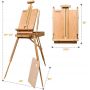 French Style Large Sketchbox Easel - Foldable Portable Beechwood Art Easel Field Easel with Drawer & Palette for Artist