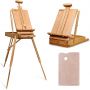 French Style Large Sketchbox Easel - Foldable Portable Beechwood Art Easel Field Easel with Drawer & Palette for Artist