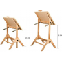 Solid Wood Writing Drafting Table Adjustable Height And Tiltable Tabletop for Artwork Artist Drawing Desk