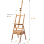 Studio H-Frame Easel with Art Supply Storage Drawer - Adjustable (60~75) Solid Beech Wood Easel Stand