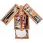 Portable Foldable Multi-Function Beech Wood Artist Supply Artist Tool & Brush Storage Box