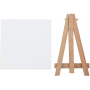 24Pack 4 by 4 Inch Mini Canvas Panels Combined with 3 by 5 Inch Beech Wood Easels Set for Paintings Craft