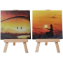 24Pack 4 by 4 Inch Mini Canvas Panels Combined with 3 by 5 Inch Beech Wood Easels Set for Paintings Craft