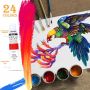 24 colors acrylic paint set with 1palette knife,1palette,3canvas panels and 3brushes