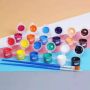 DIY Paint Wholesale 12 Colors 3ml Non-Toxic Mini Acrylic Paints Pot Set Colors and 2 Paint Brush Set for Kids