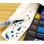 Wholesale 25 Colors Artist Mini Portable Box Solid Watercolor Fan Pocket Set with 1 Brush Pen