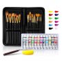 Amazon Hot Kids 12 Colors 12ml Aluminum Tube Fine Studio Acrylic Paint With Paint Brush Set Gift Box