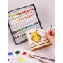24 Colors Acrylic Paints Set Include 3 Brushes 1 Palette & 1 Canvas for Fabrics Painting Clothing Pigments Non-toxic Paints 12ml