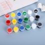 5ml 12 strips Acrylic Craft Paint Supplies Basics Primary Colors Mini Paint pots with 2 brushes