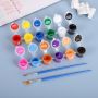 5ml 12 strips Acrylic Craft Paint Supplies Basics Primary Colors Mini Paint pots with 2 brushes